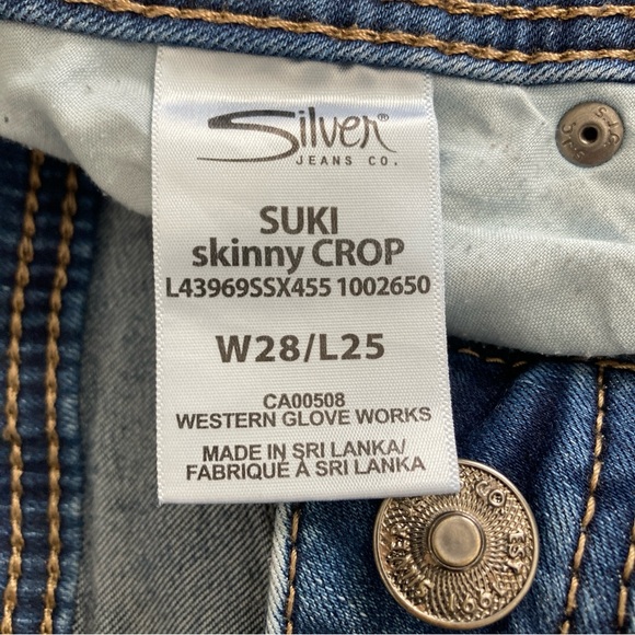 SILVER JEANS CO WOMEN’S SUKI SKINNY CROP JEANS, Sz- W28xL25, BLUE, 5 POCKETS - Picture 5 of 6